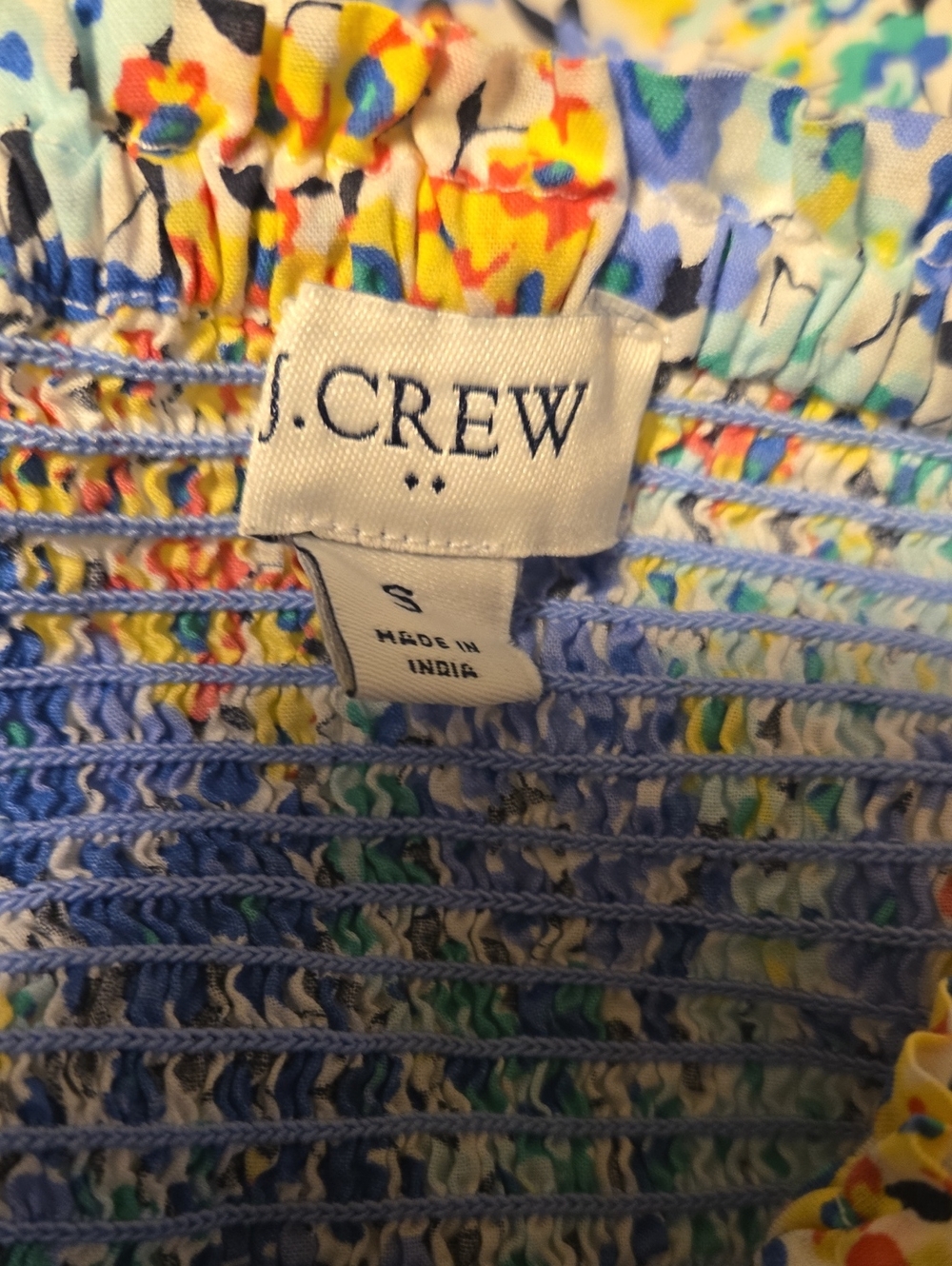 J. Crew Blue Floral Smocked Tiered Midi Dress - Picture 8 of 9